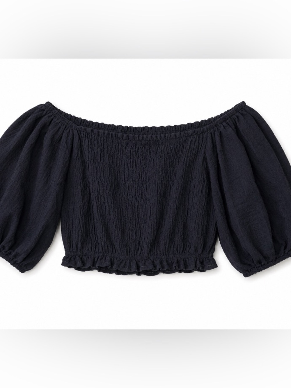 🆕 Abercrombie & Fitch • Smocked • Puff Sleeve • 100% Cotton • Crop Top •XS